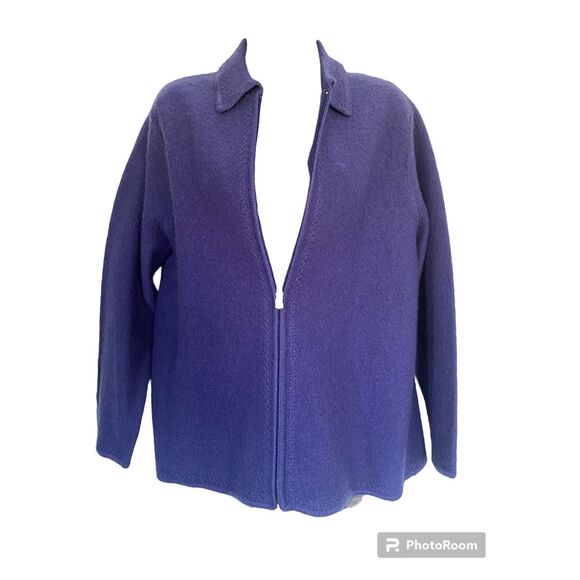 Nouveaux 100% Wool Purple Full Zip Cardigan Sz Xl NWT - Picture 6 of 12